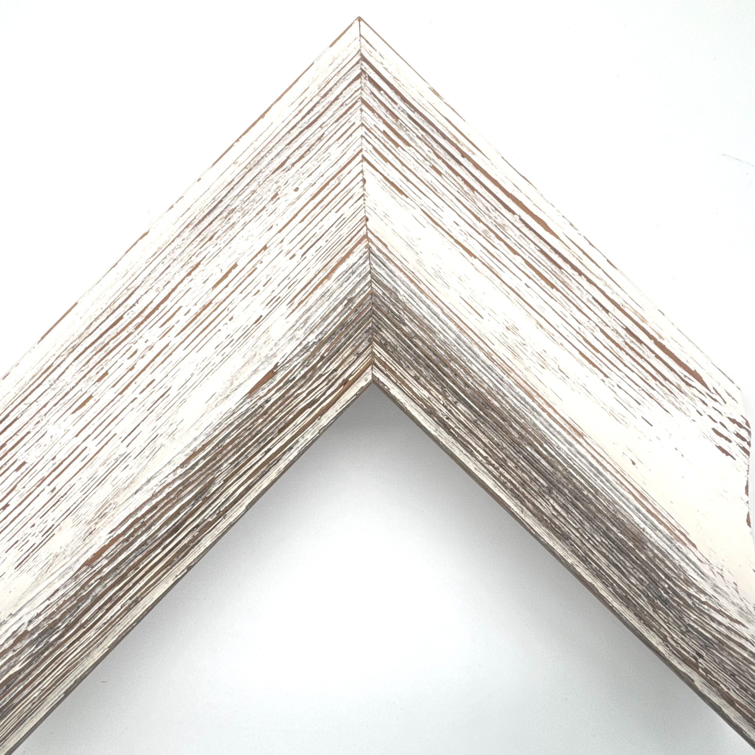 Cornice da tela graffiata shabby bianco-marrone art. 006FB623