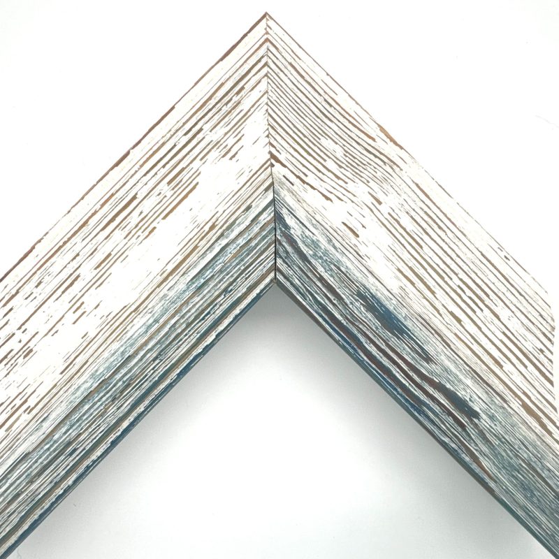 Cornice da tela  graffiata shabby bianco-blu  art. 006FB768