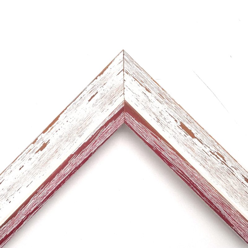 Cornice  graffiata shabby bianco-rosso  art. 223RFB634