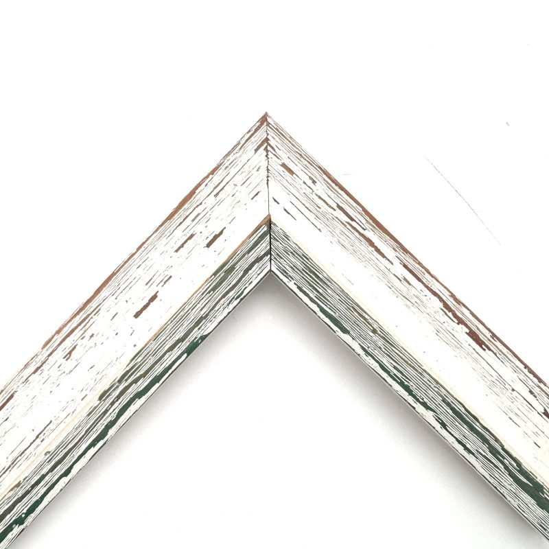 Cornice  graffiata shabby bianco-verde  art. 223RFB769