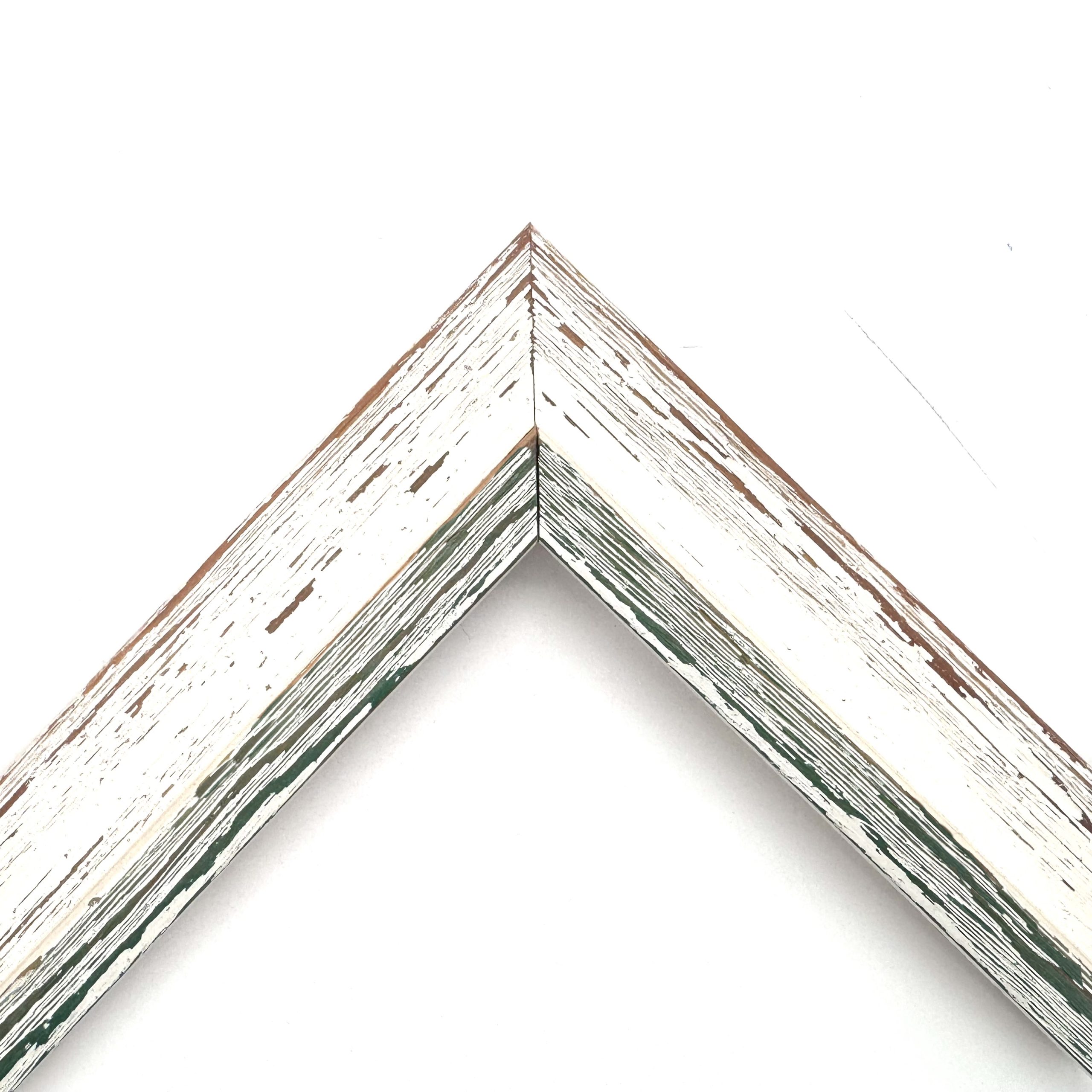 Cornice graffiata shabby bianco-verde art. 223RFB769